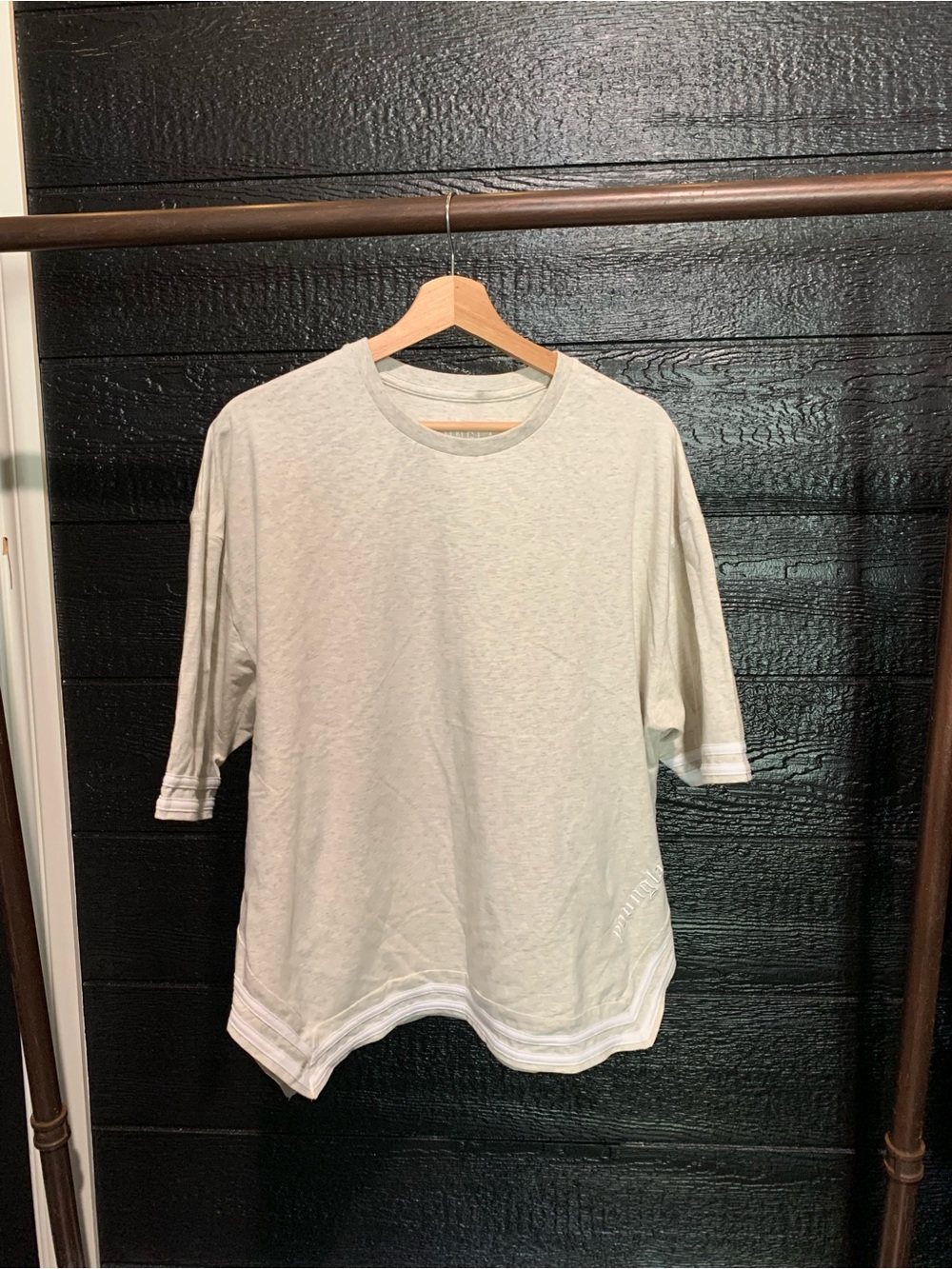 YoungLA gray T-shirt with white trim, size S (oversized fit)